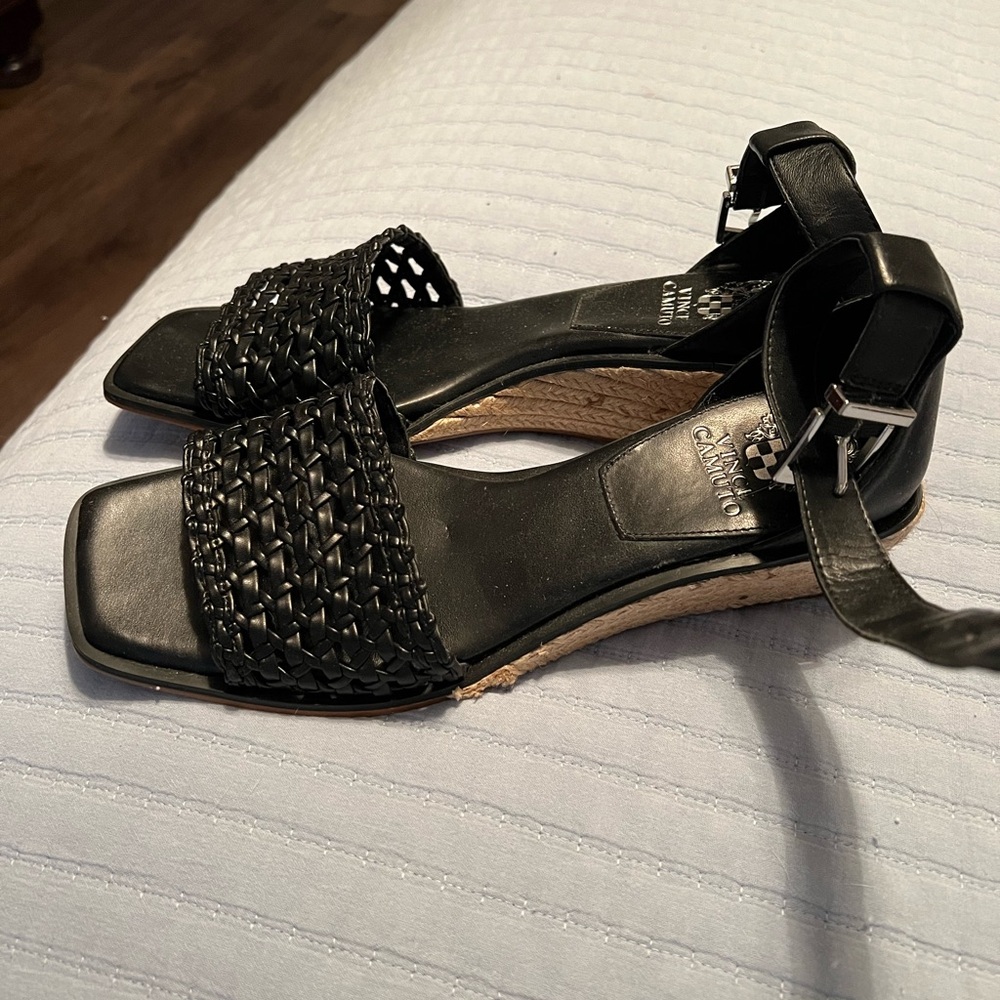 Vince Camuto Black Woven Wedges